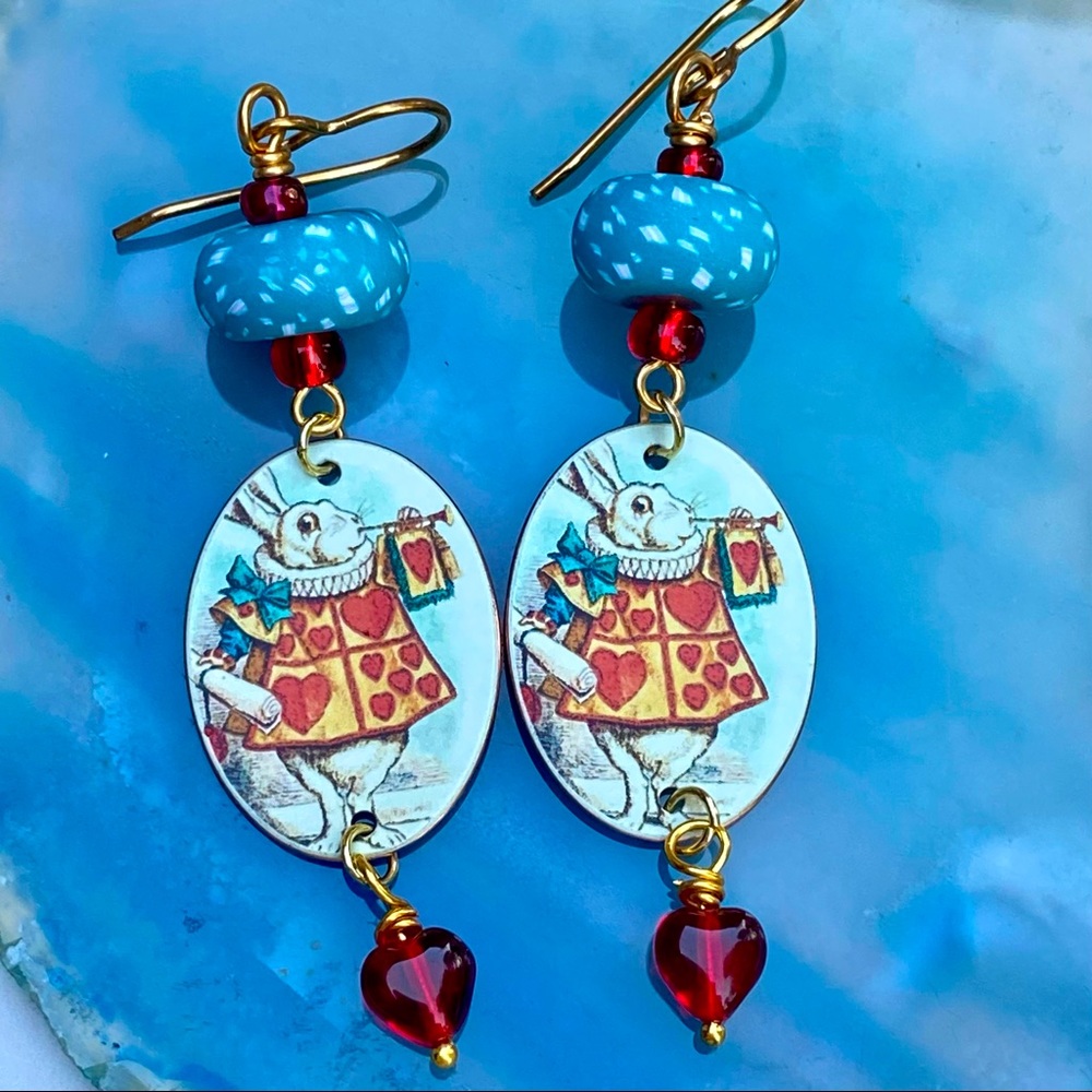 Alice In Wonderland White Rabbit Earrings